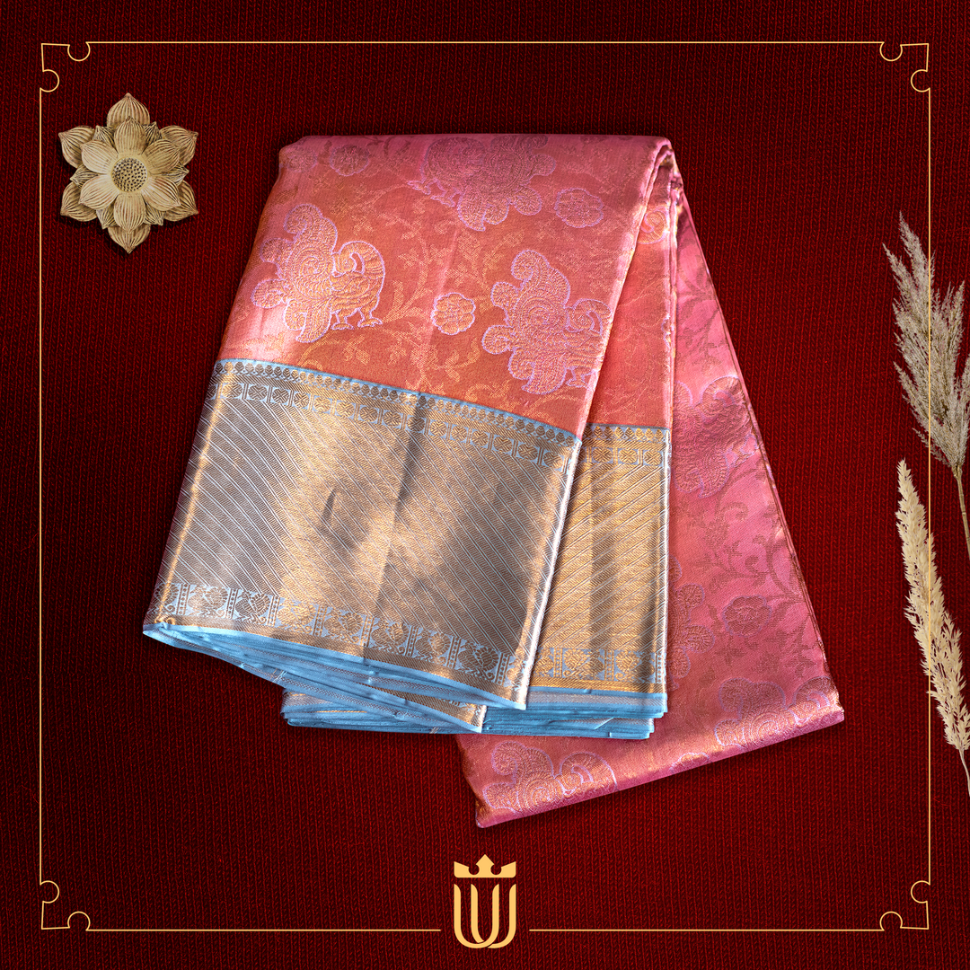 pastel red saree