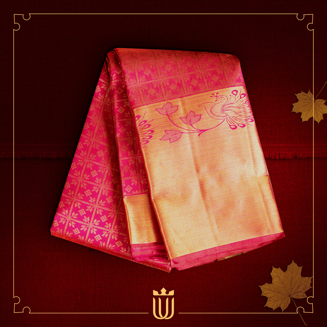 red saree with golden border