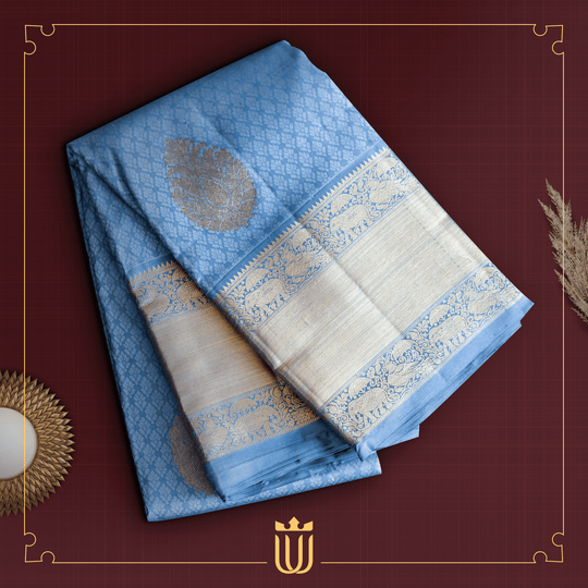 blue saree with golden border