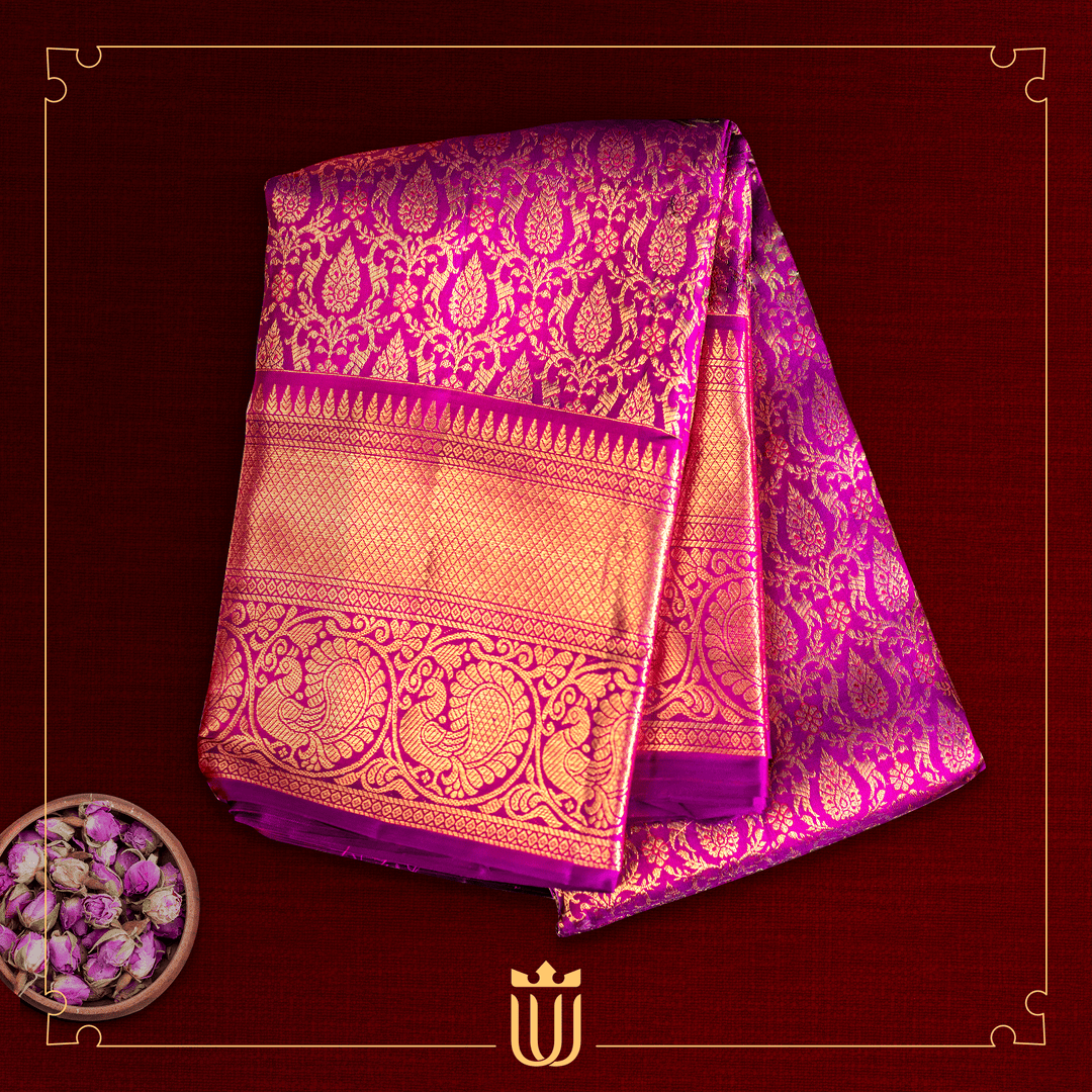 Niraa-36 Pure kanjivaram silk saree purple and pink with allover vaira –  Prashanti Sarees