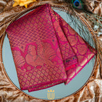 Red Saree With Golden Motifs