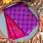 Pink Saree with violet border