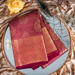 Red Saree with golden Zari