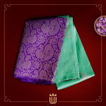 Green saree with purple border